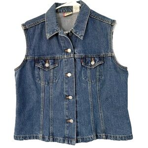 Vintage Levi’s Women’s Blue Jean Vest Size Large Red Tab Made In USA Y2K